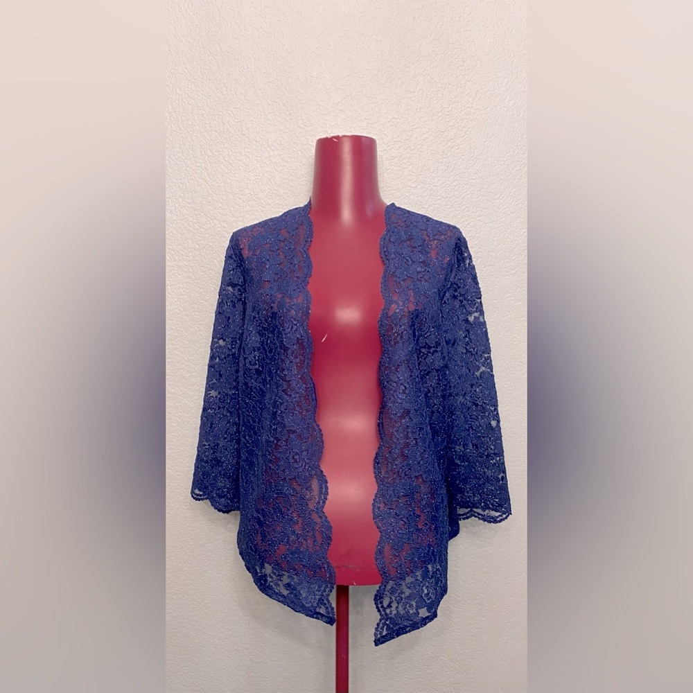 Alex Evenings Royal Blue Lace Cardigan